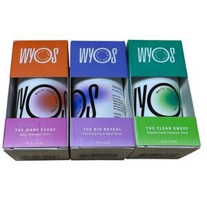 WYOS Shampoo Stick, Face Cleaning Stick, Face Mask Stick Set of 3 New in Box